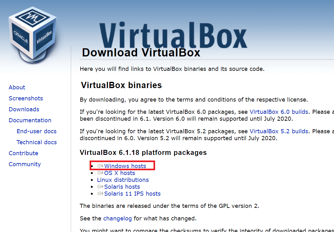 pagina virtual box
