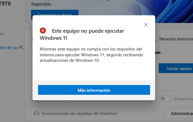 Este equipo no puede ejecutar Windows 11