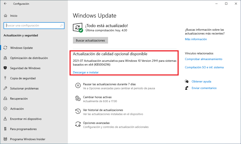 Windows 10 KB5004296
