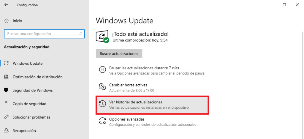 desinstalar Actualizaciones Windows 10