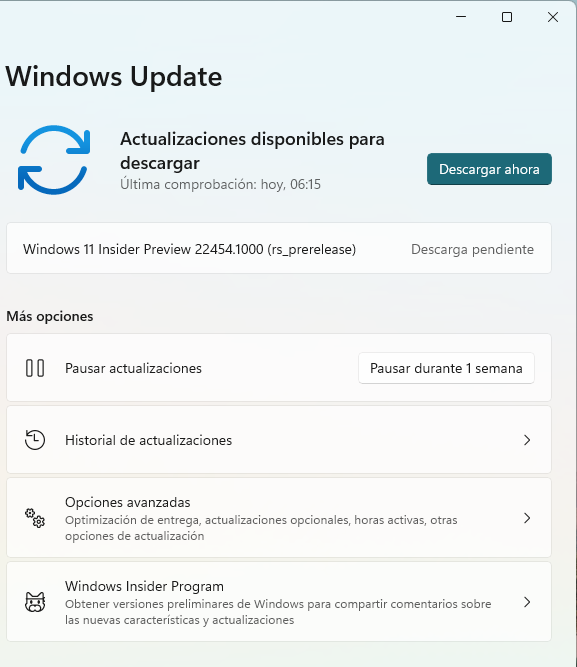 Windows 11 Compilación 22454