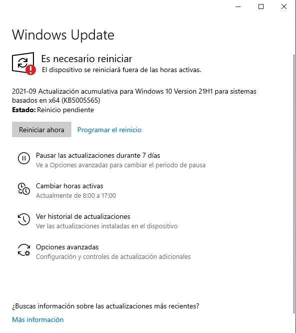 Actualización Windows 10 Septiembre