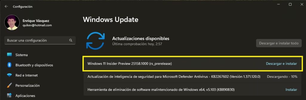 Windows 11 Compilación 25158