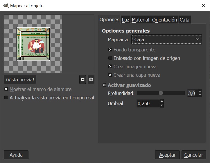 crear una caja de software con GIMP