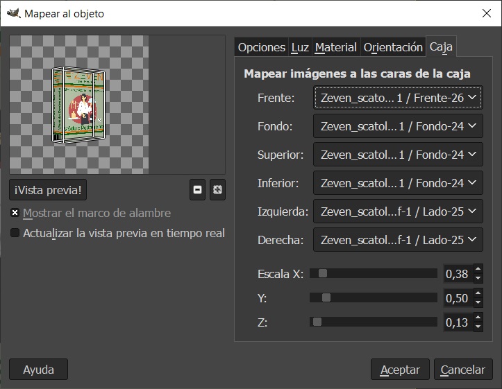 crear una caja de software con GIMP