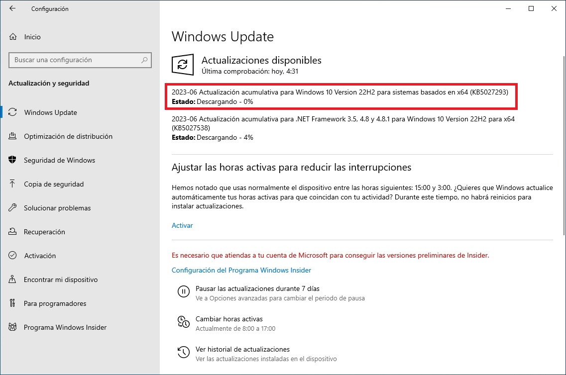 Windows 10 KB5027293